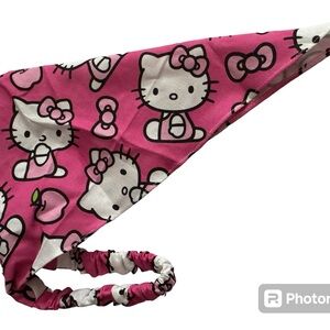 Hello Kitty 70’s style head scarf hand made USA cotton pink concerts festivals